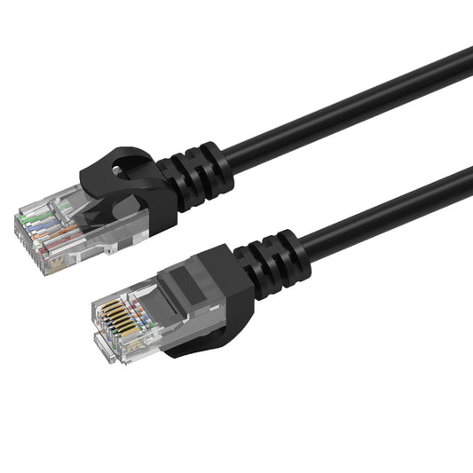 Prevo CAT6-BLK Network Cable, RJ45 (M) to RJ45 (M), CAT6, Black, Oxygen Free Copper Core, Sturdy PVC Outer Sleeve & Clip Protector, Retail Box Packaging