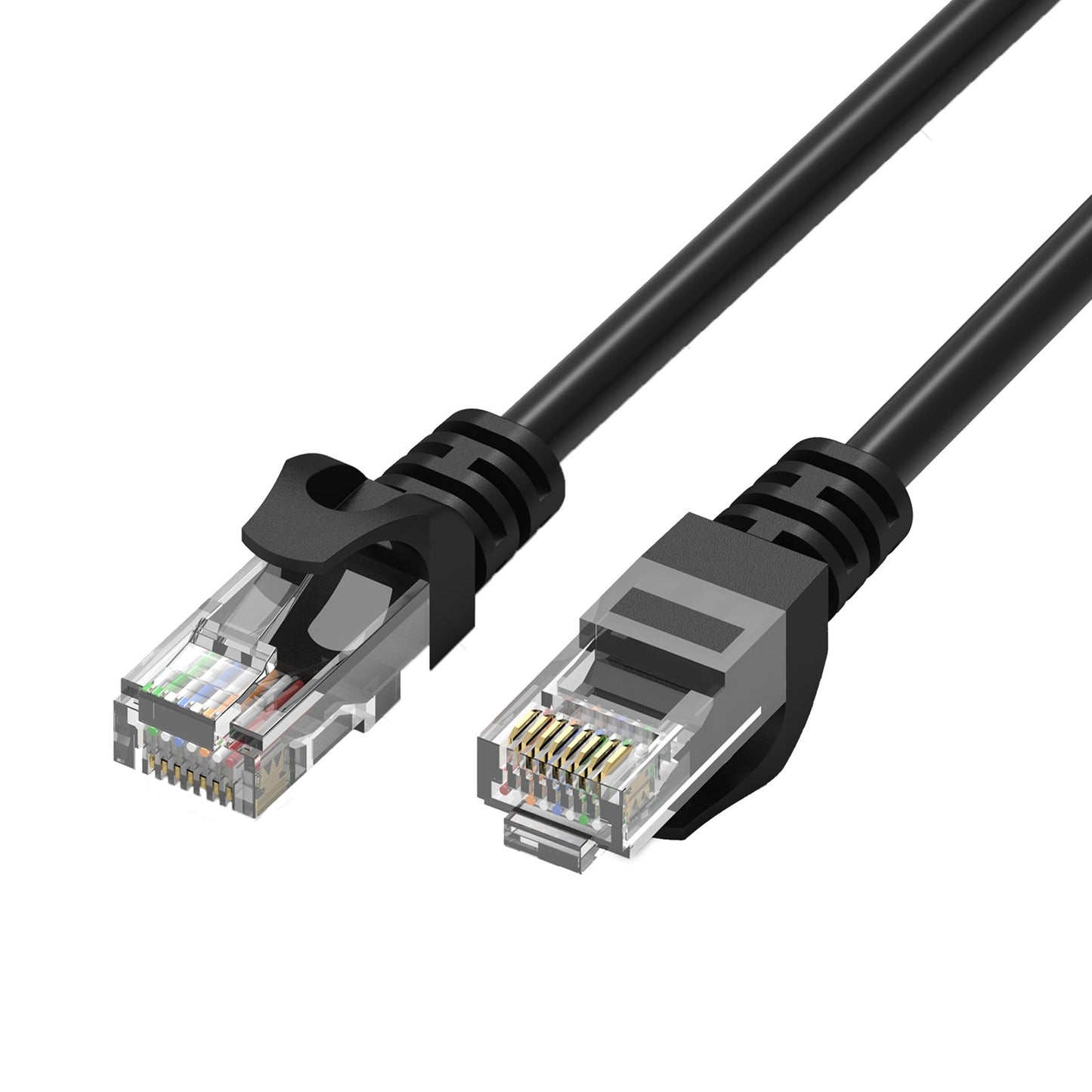 Prevo CAT6-BLK Network Cable, RJ45 (M) to RJ45 (M), CAT6, Black, Oxygen Free Copper Core, Sturdy PVC Outer Sleeve & Clip Protector, Retail Box Packaging