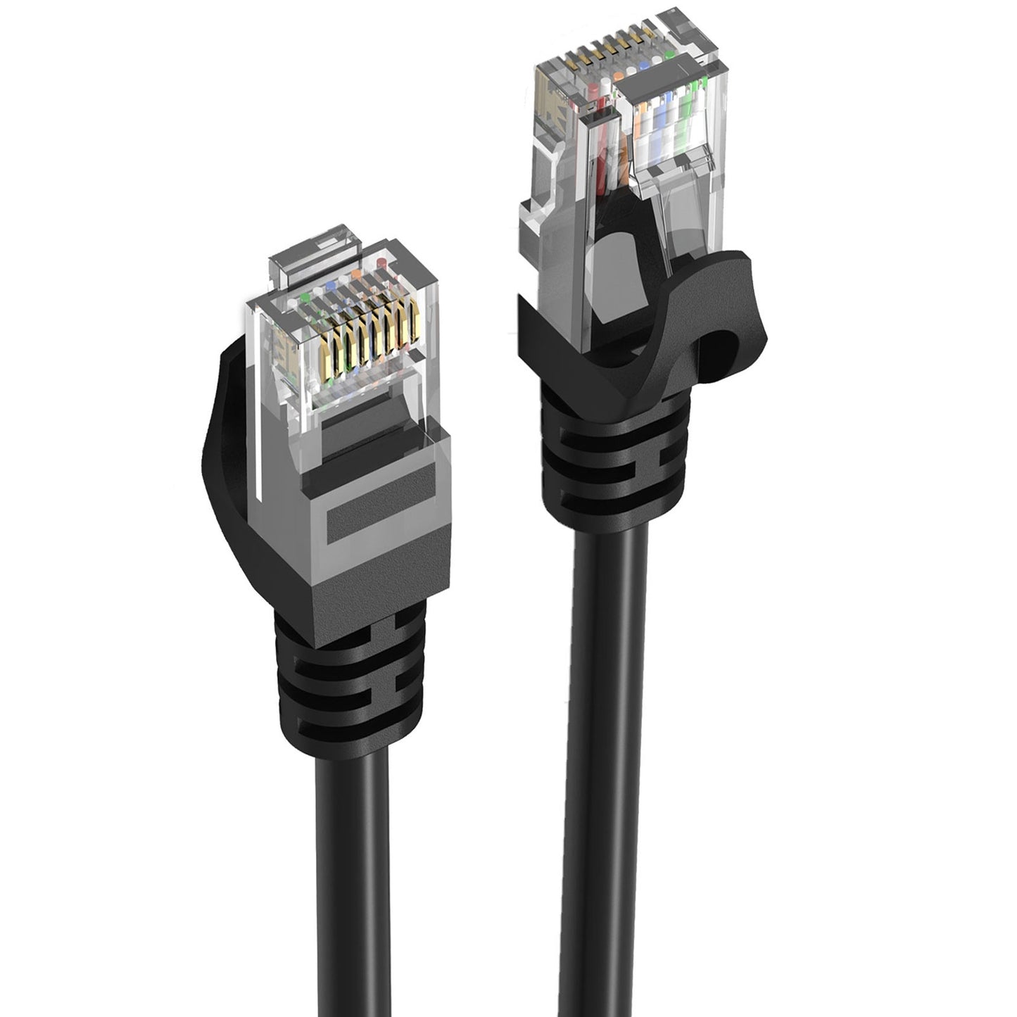 Prevo CAT6-BLK Network Cable, RJ45 (M) to RJ45 (M), CAT6, Black, Oxygen Free Copper Core, Sturdy PVC Outer Sleeve & Clip Protector, Retail Box Packaging