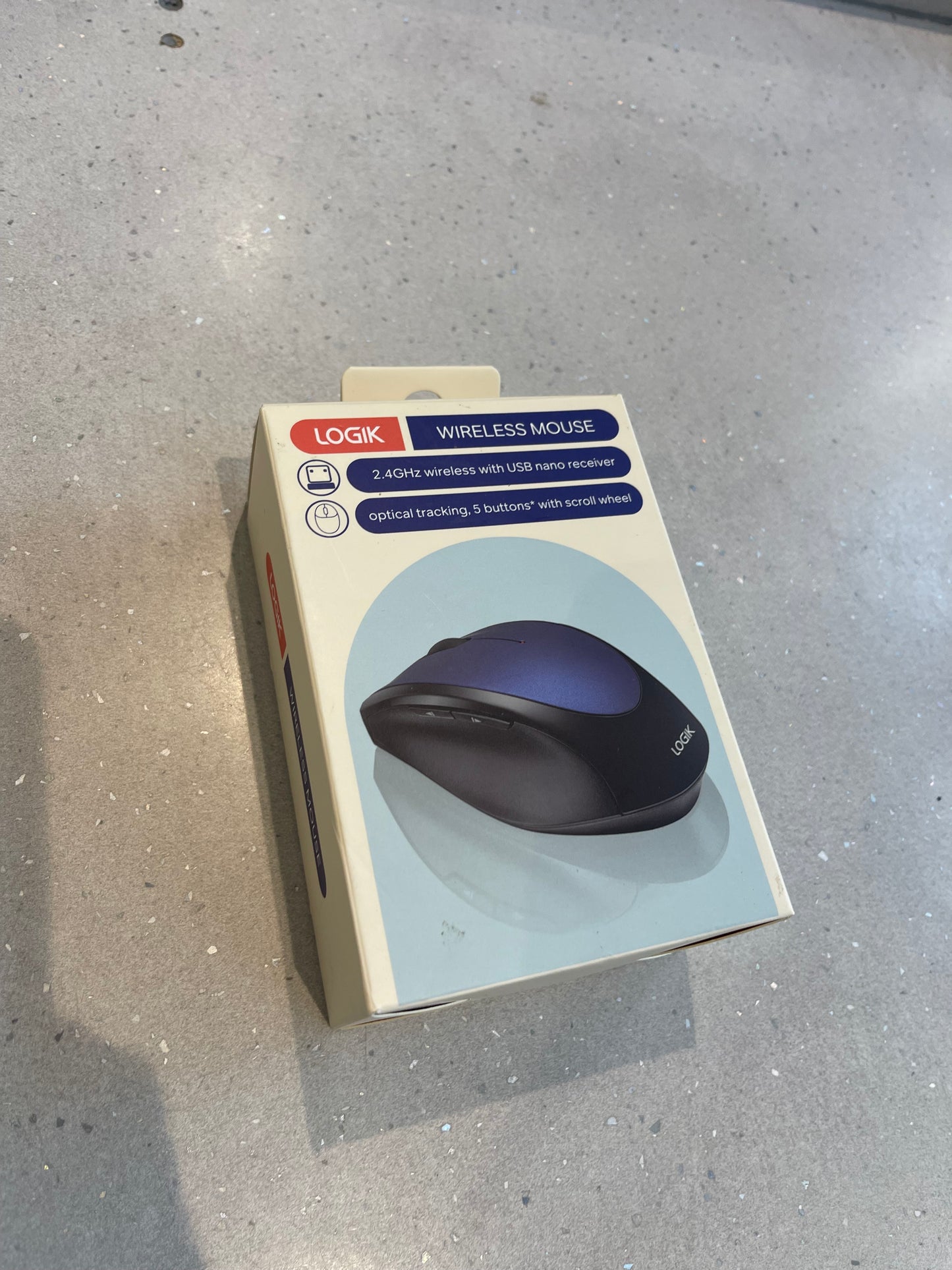 Logik Wireless Mouse, 2.4GHz with USB Nano Receiver, 4 Buttons and Scroll Wheel, Optical Tracking, Compatible with PC, Mac, Laptop - OPEN BOX
