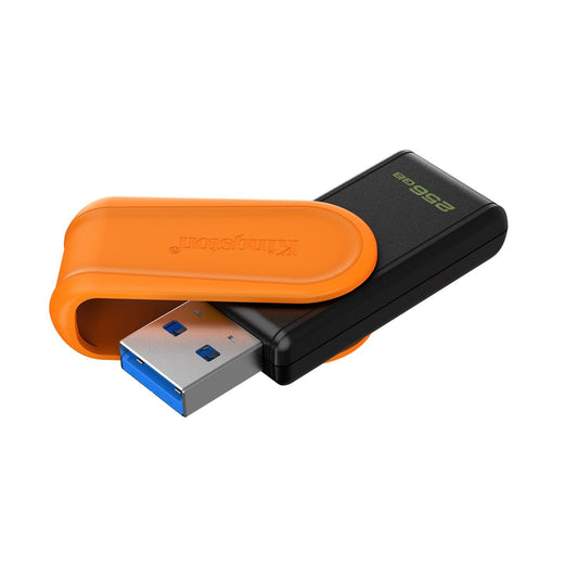 Kingston DataTraveler Exodia S DTXS/256GB USB Flash Drive, 256GB, USB 3.2, Black/Orange, Swivel Cap Design