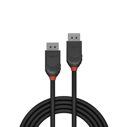 LINDY 36494 Black Line DisplayPort Cable, DisplayPort 1.2 (M) to DisplayPort 1.2 (M), 1.5m, Black & Red, Supports UHD Resolutions up to 4096x2160@60Hz, Triple Shielded Cable, Corrosion Resistant Copper 30AWG Conductors, Retail Polybag Packaging