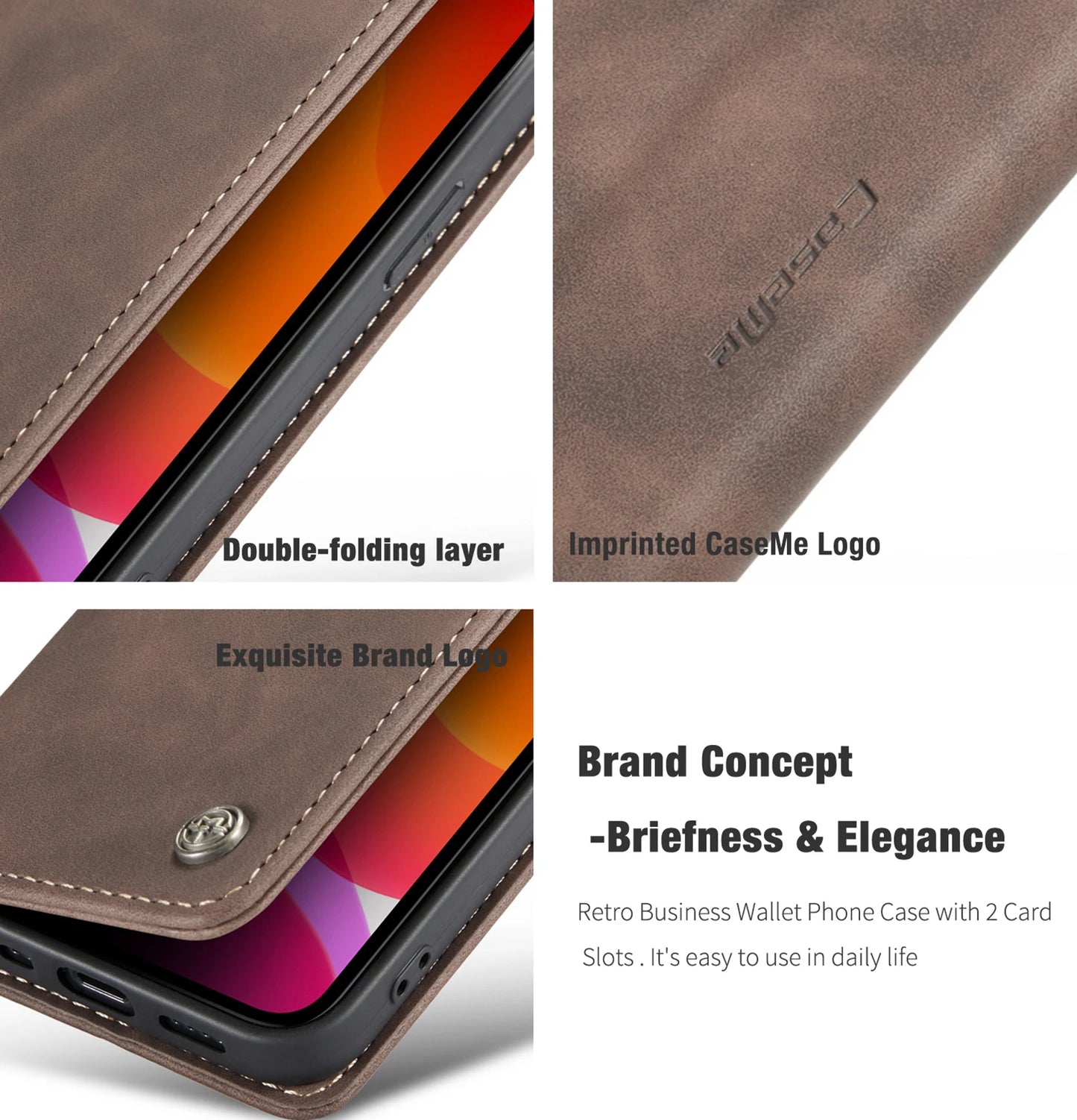 Luxury Leather magnetic Wallet Flip Case stand for iPhone 6, 6S, 7, 8, SE 2 2020, SE 3 2022 - Various Colours