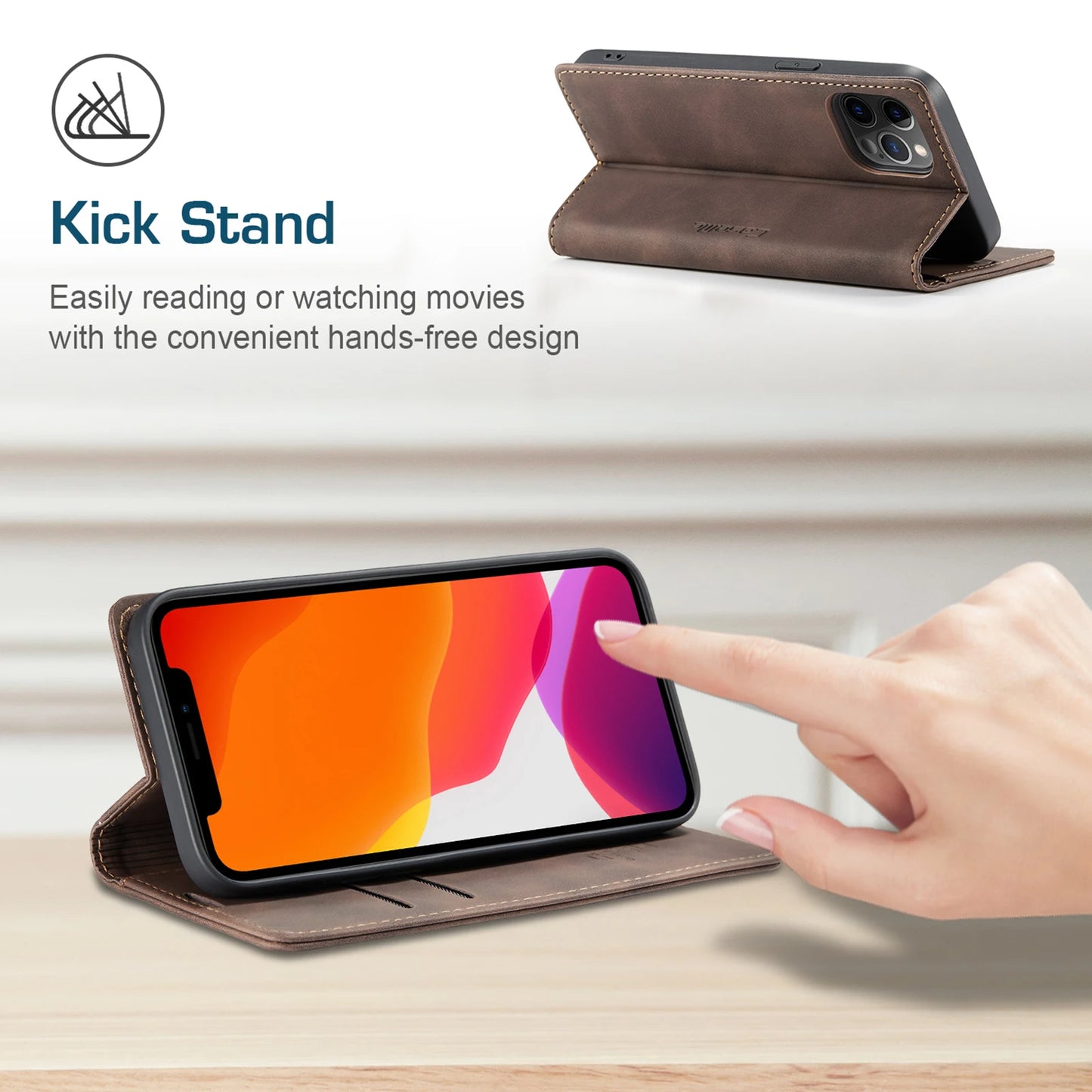 Luxury Leather magnetic Wallet Flip Case stand for iPhone 6, 6S, 7, 8, SE 2 2020, SE 3 2022 - Various Colours