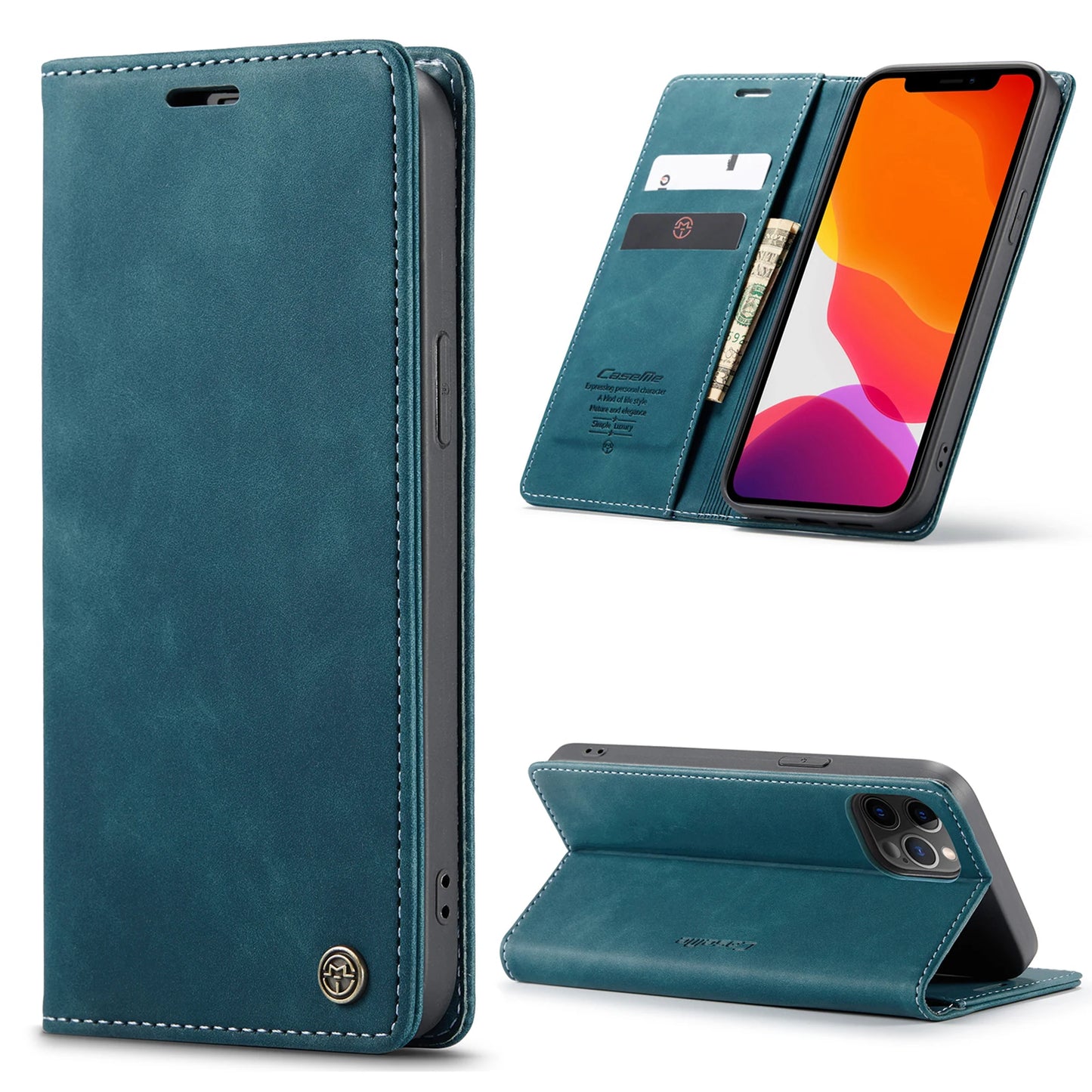 Luxury Leather magnetic Wallet Flip Case stand for iPhone 6, 6S, 7, 8, SE 2 2020, SE 3 2022 - Various Colours