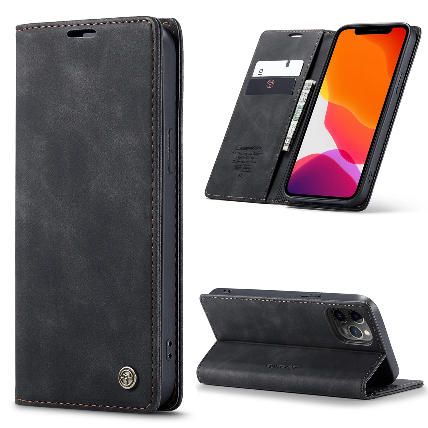 Luxury Leather magnetic Wallet Flip Case stand for iPhone 6, 6S, 7, 8, SE 2 2020, SE 3 2022 - Various Colours
