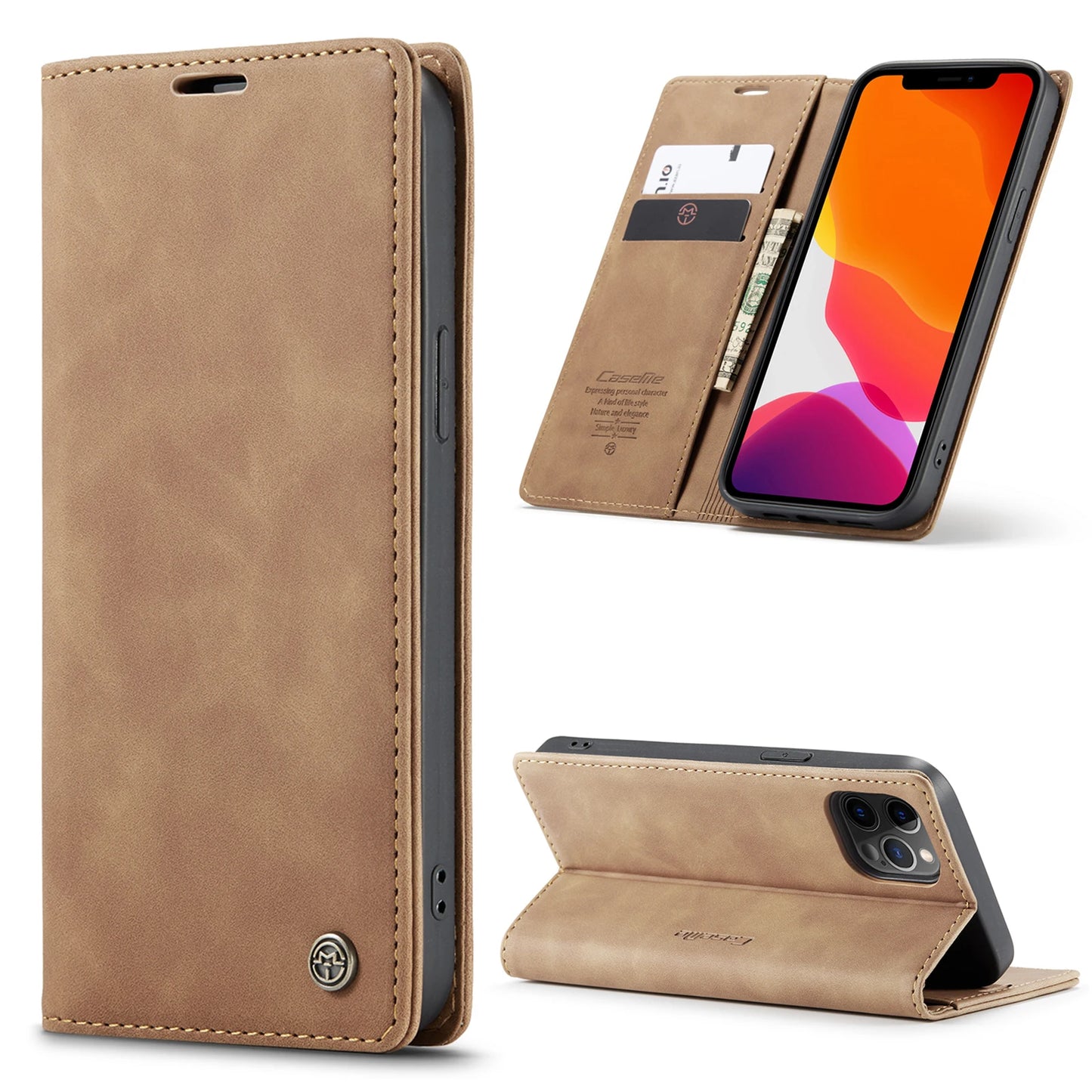 Luxury Leather magnetic Wallet Flip Case stand for iPhone 6, 6S, 7, 8, SE 2 2020, SE 3 2022 - Various Colours