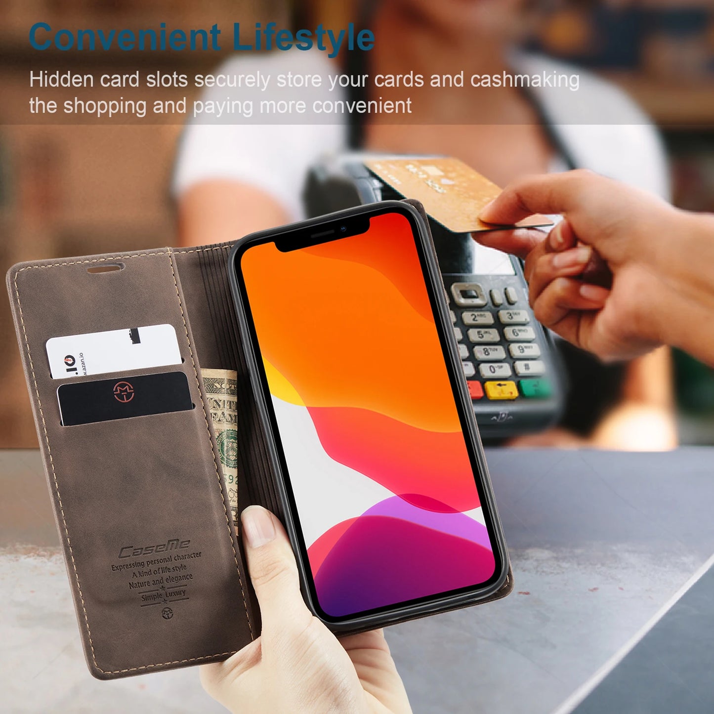 Luxury Leather magnetic Wallet Flip Case stand for iPhone 6, 6S, 7, 8, SE 2 2020, SE 3 2022 - Various Colours