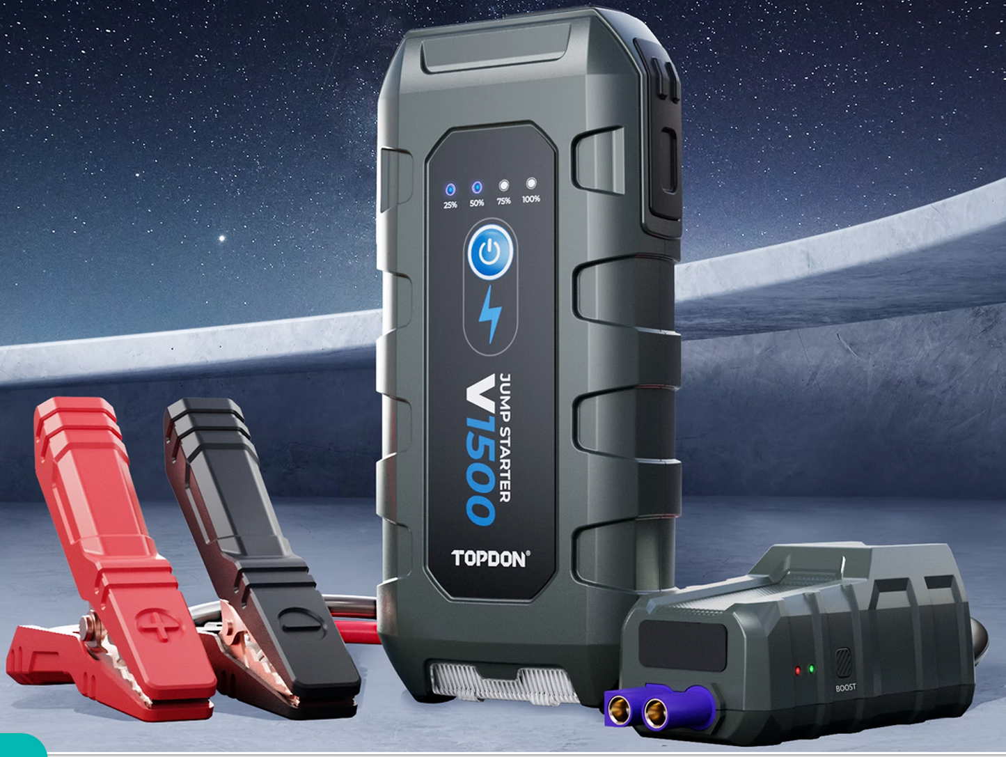 Topdon V1500 Car Battery Charger Jump Starter Tool Power Bank