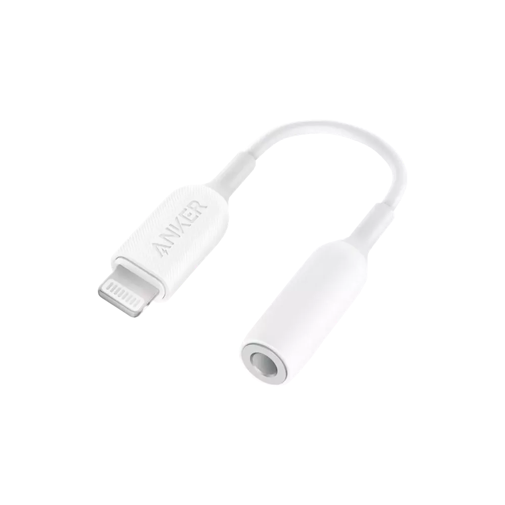 Anker - MFI Lightning to 3.5mm Headphone Jack Adapter - White