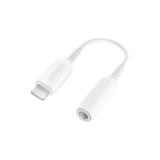 Anker - MFI Lightning to 3.5mm Headphone Jack Adapter - White