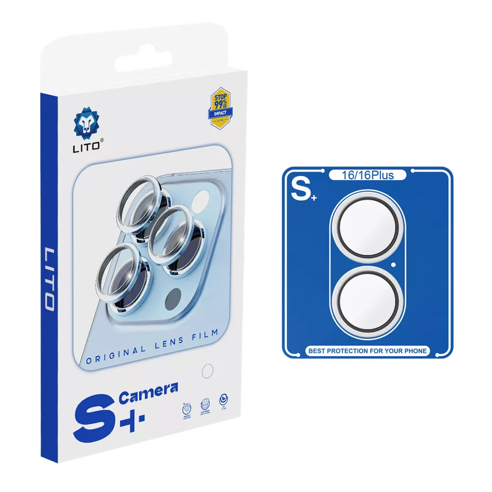 Lito - Camera Ring Glass & Easy Install Applicator for iPhone 16 & iPhone 16 Plus - Silver