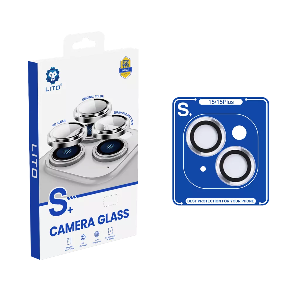 Lito - Camera Ring Glass & Easy Install Applicator for iPhone 15 & iPhone 15 Plus - Black