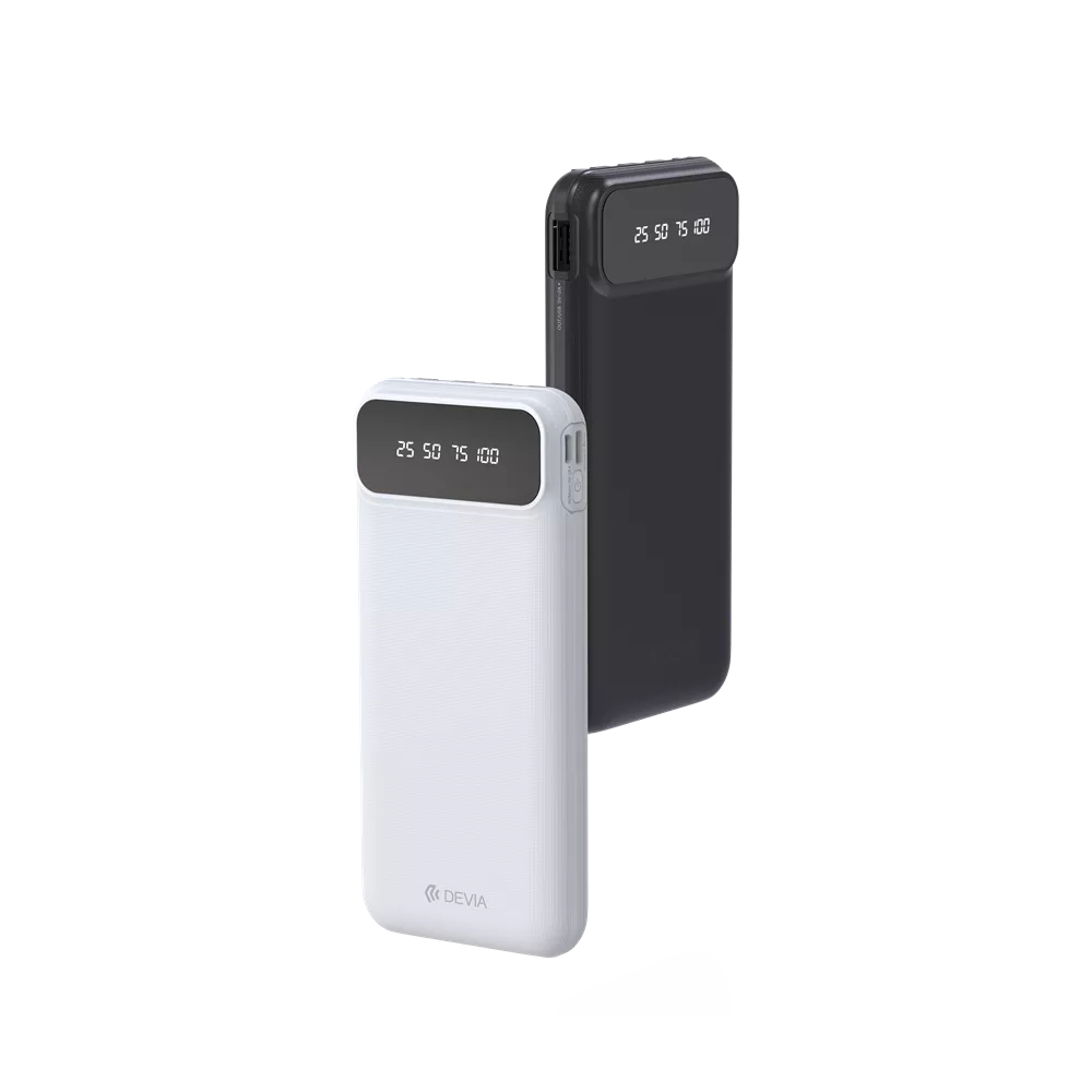 Devia - 10,000mAh Digital Display Powerbank & USB, Lightning, MicroUSB & USB-C Cable
