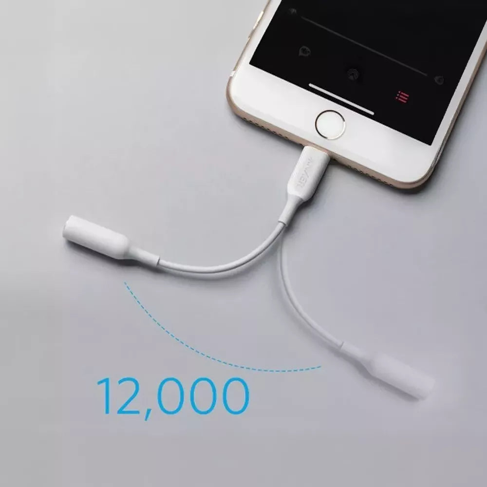 Anker - MFI Lightning to 3.5mm Headphone Jack Adapter - White