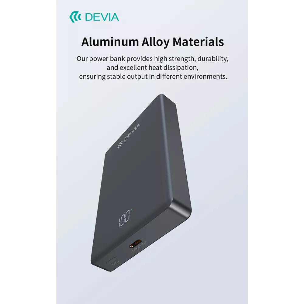 Devia - 10,000mAh 20W PD MagSafe Metal Mini Digital Powerbank - Space Grey