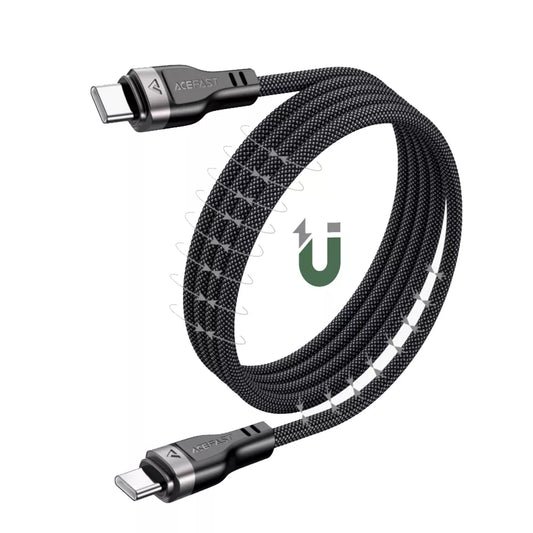 Acefast - 1.2m (60W) Power Delivery - USB-C to USB-C Magnetic Zinc Alloy Cable - Black
