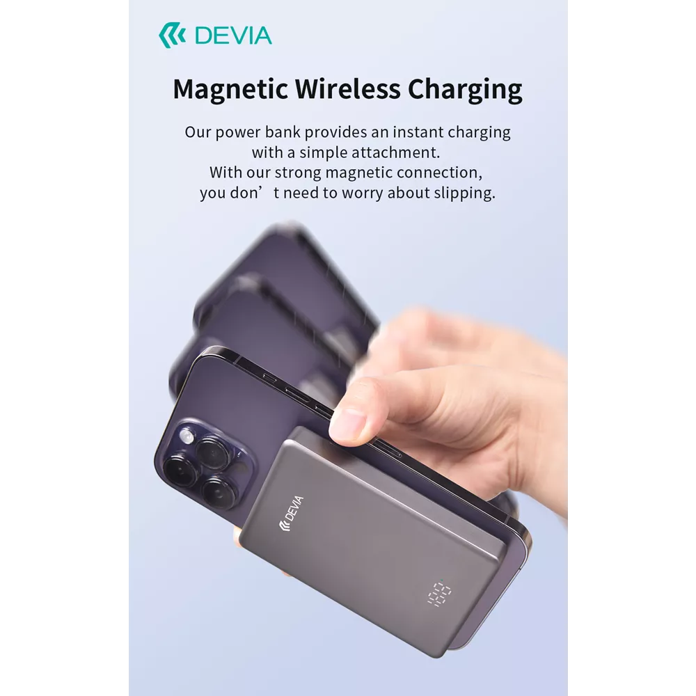 Devia - 10,000mAh 20W PD MagSafe Metal Mini Digital Powerbank - Space Grey
