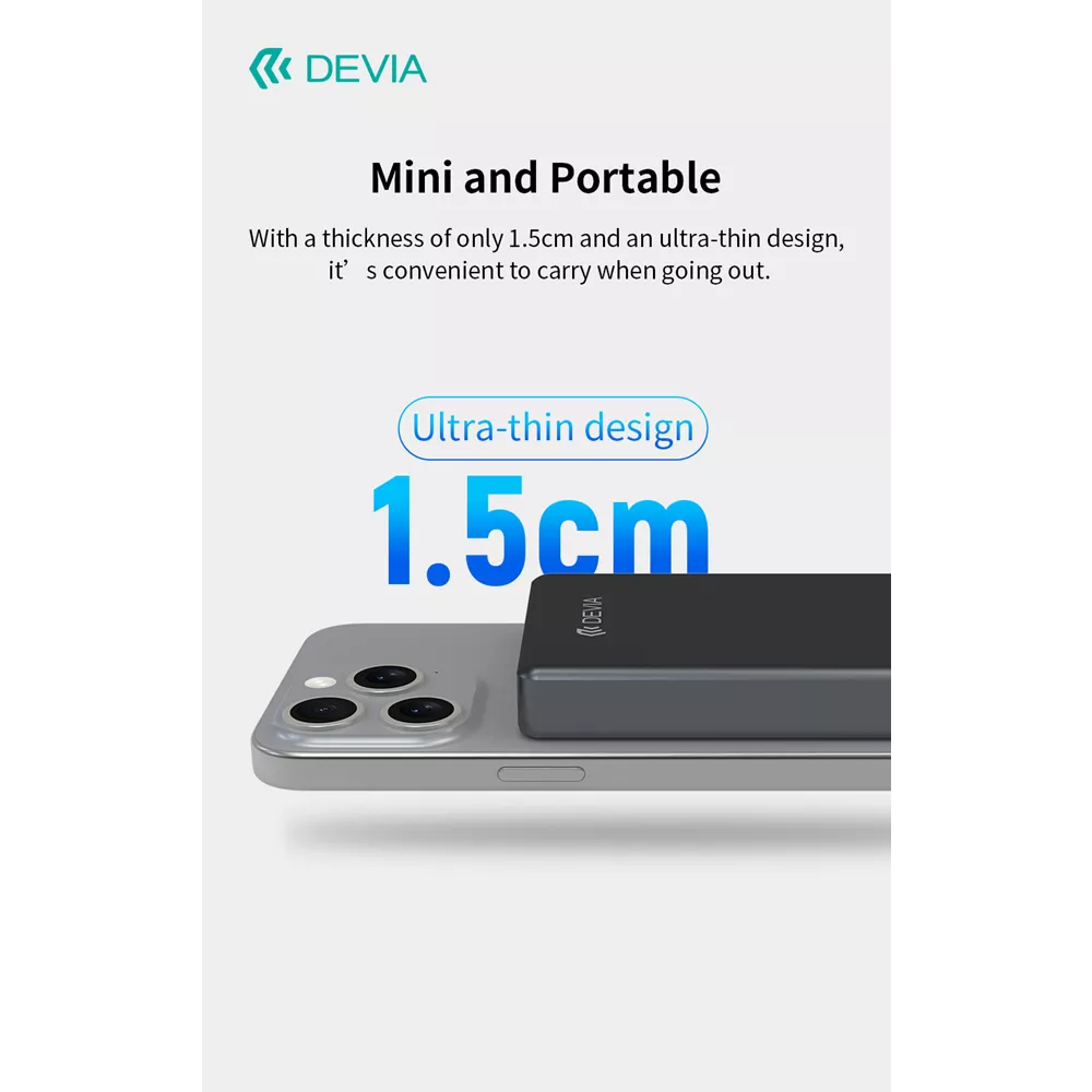 Devia - 10,000mAh 20W PD MagSafe Metal Mini Digital Powerbank - Space Grey