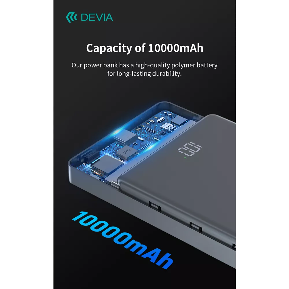 Devia - 10,000mAh 20W PD MagSafe Metal Mini Digital Powerbank - Space Grey