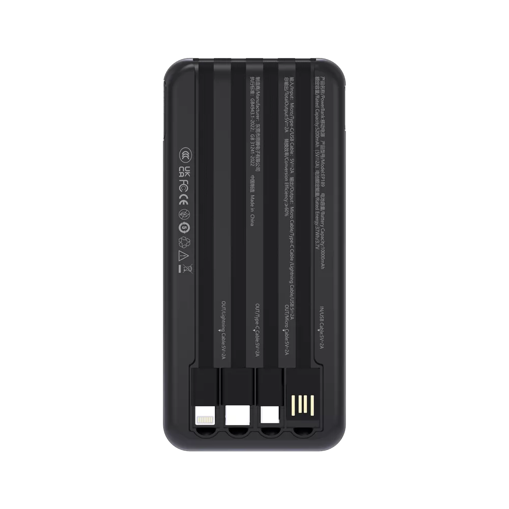 Devia - 10,000mAh Digital Display Powerbank & USB, Lightning, MicroUSB & USB-C Cable