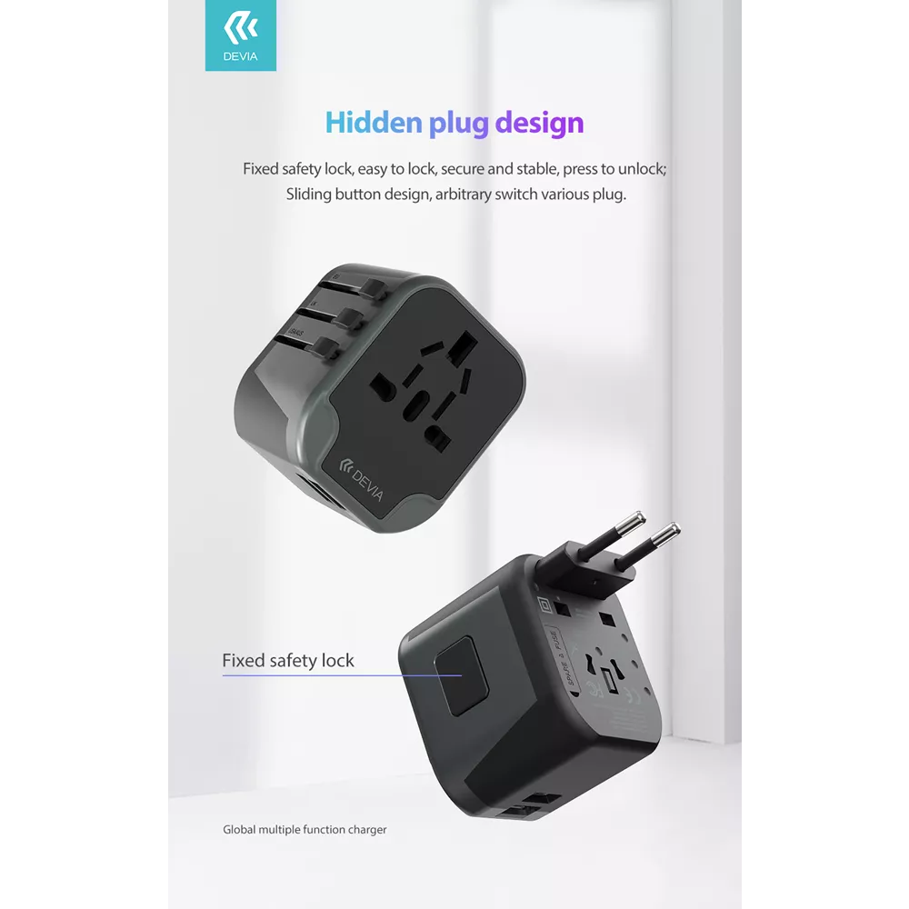 Devia - Global Multiple Function Travel Adapter - Black