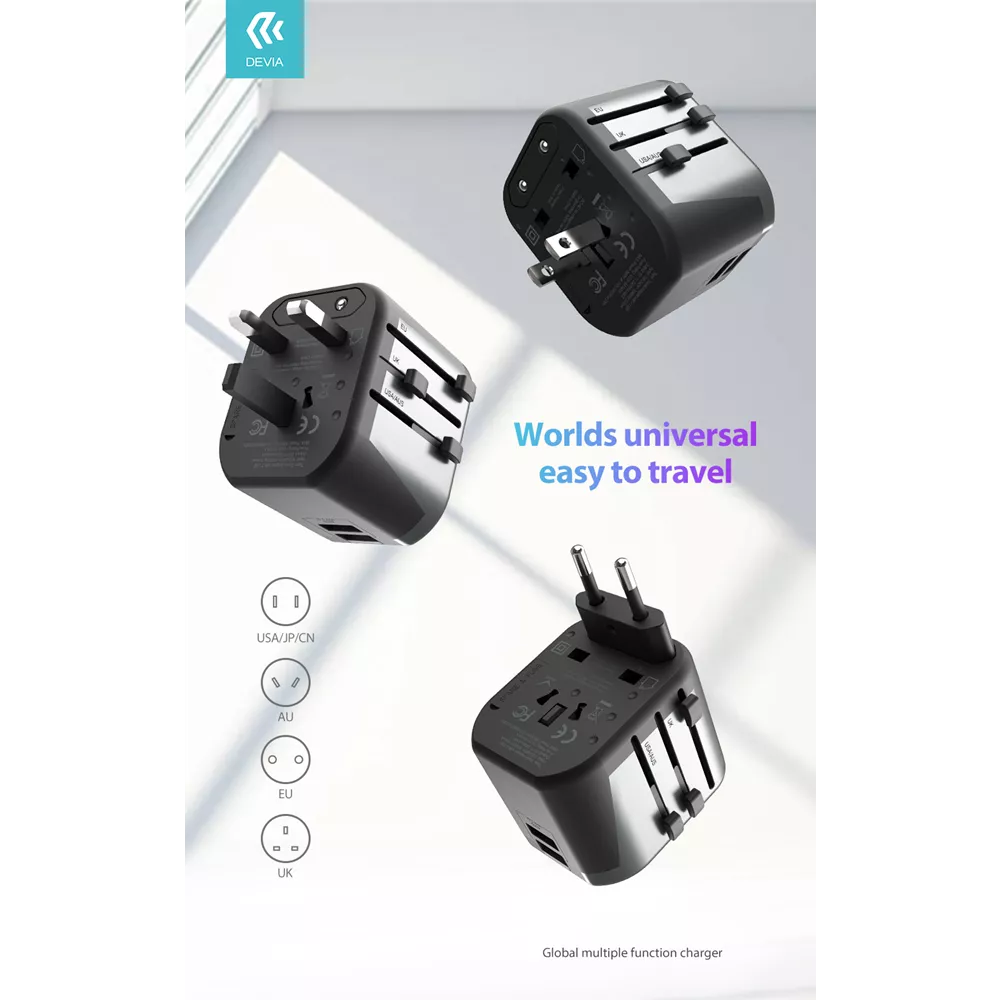 Devia - Global Multiple Function Travel Adapter - Black