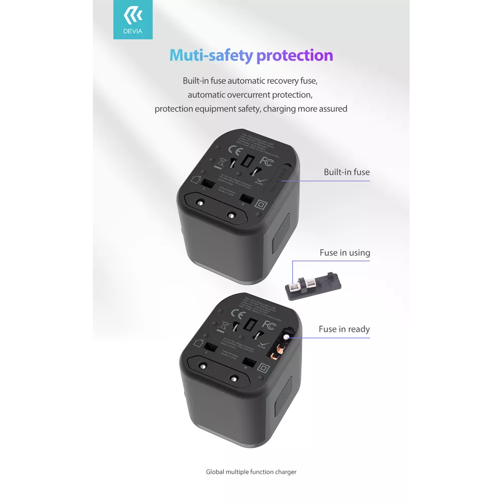 Devia - Global Multiple Function Travel Adapter - Black