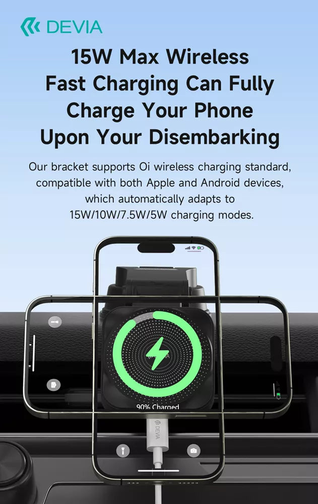 Devia - 15W Wireless Charging MagSafe Universal Car Holder - Black