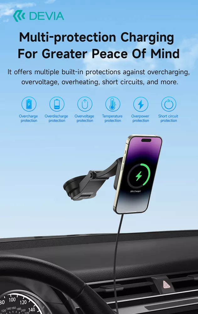Devia - 15W Wireless Charging MagSafe Universal Car Holder - Black