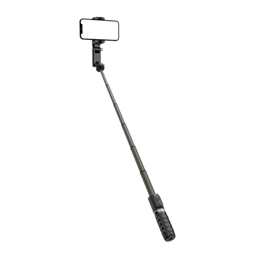 Devia - Handheld Gimbal Stabiliser Bluetooth Selfie Stick, Tripod, Light Bar & Remote Control - Black