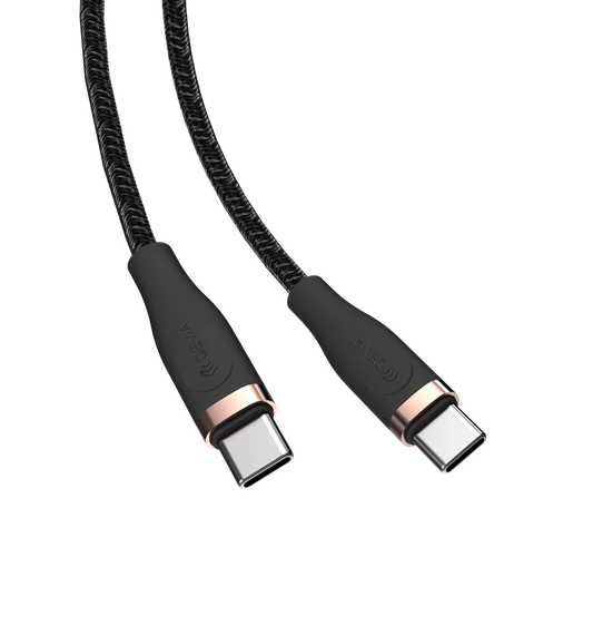 Devia - 1.5m (60W) Power Delivery Woven Gold Plated USB-C to USB-C Cable - Black