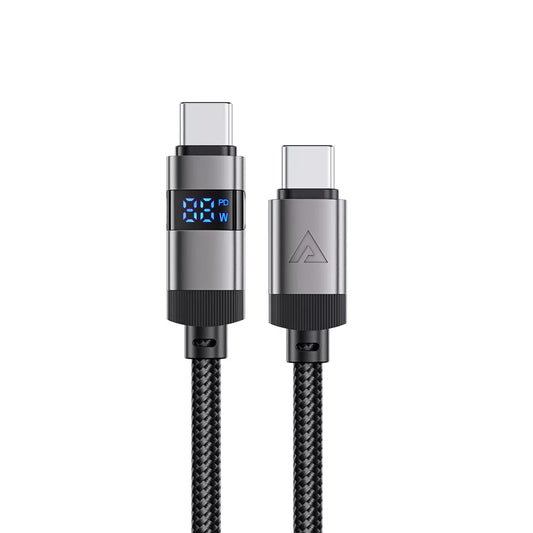 Acefast - 1.2m (60W) Power Delivery - USB-C to USB-C Digital Display Braided Zinc Alloy Cable - Black