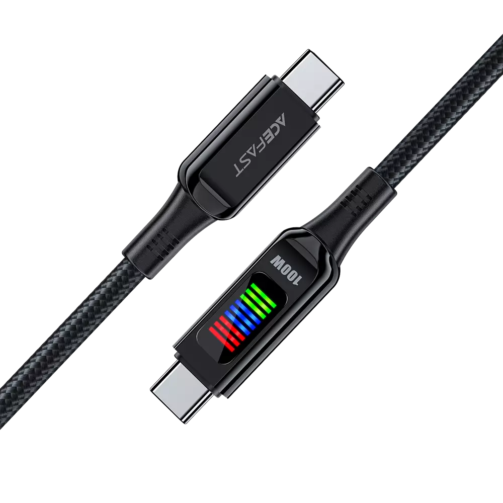 Acefast - 1.2m (100W) USB-C to USB-C Zinc Alloy Colour Display Cable - Black