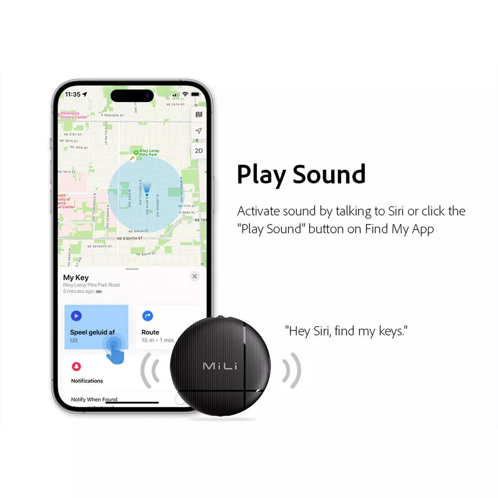 MiLi - LiTag MFI (Apple Approved) Find My Item Finder Keyring - Black