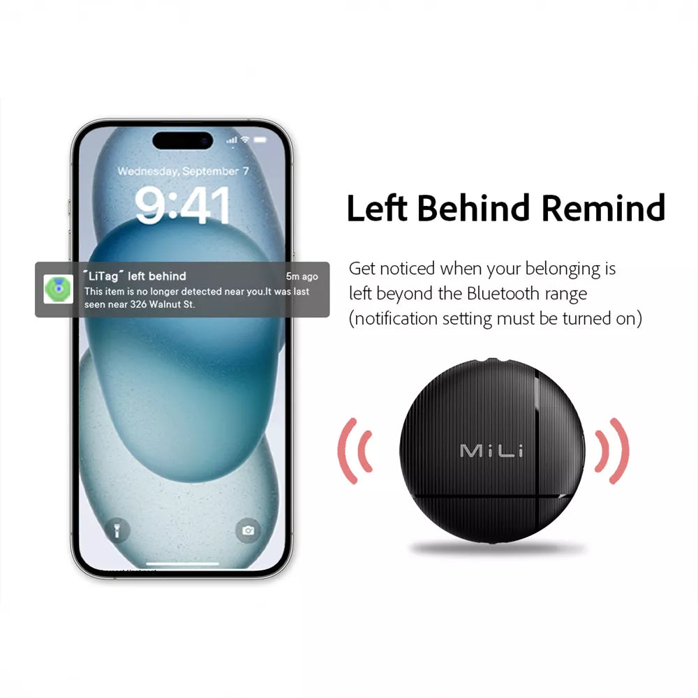 MiLi - LiTag MFI (Apple Approved) Find My Item Finder Keyring - Black