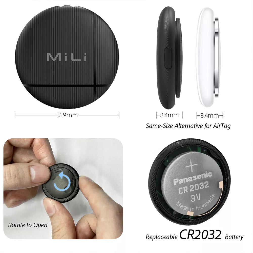 MiLi - LiTag MFI (Apple Approved) Find My Item Finder Keyring - Black
