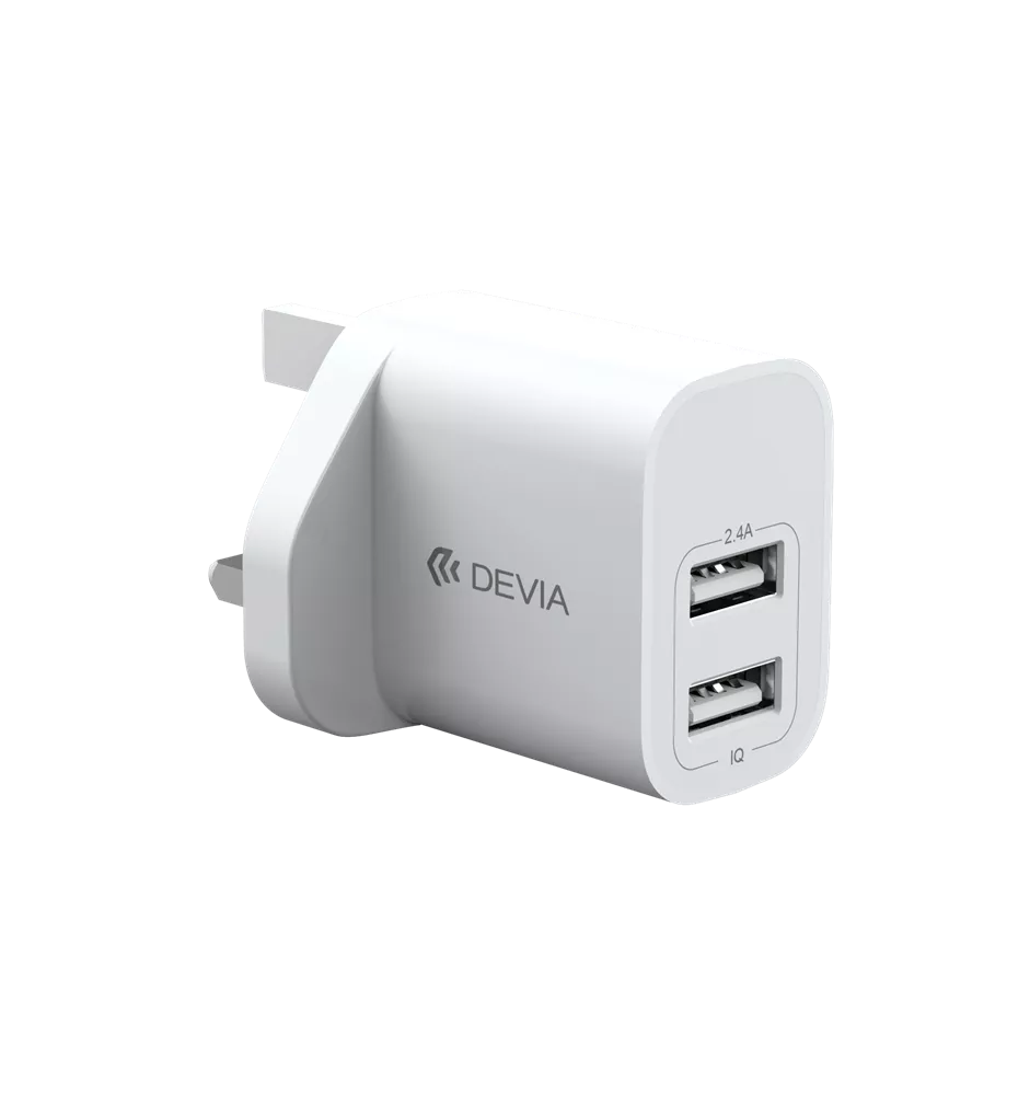 Devia - 2.4A Dual USB Plug & 1m MicroUSB Cable - White