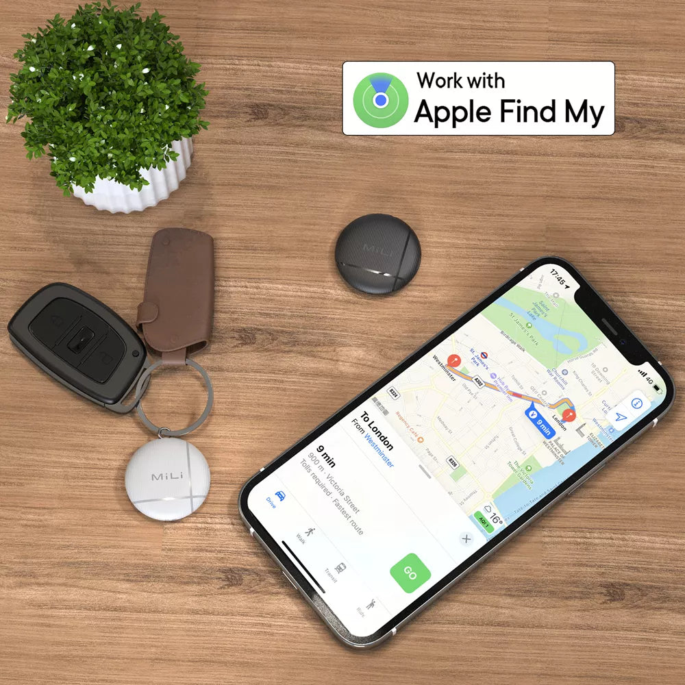 MiLi - LiTag MFI (Apple Approved) Find My Item Finder Keyring - Black