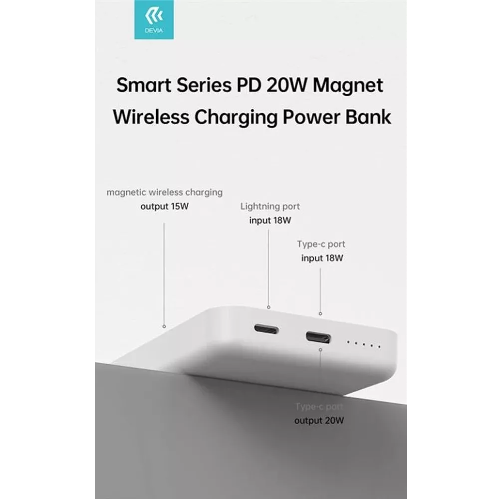 Devia - 5,000mAh 20W PD MagSafe Powerbank - White