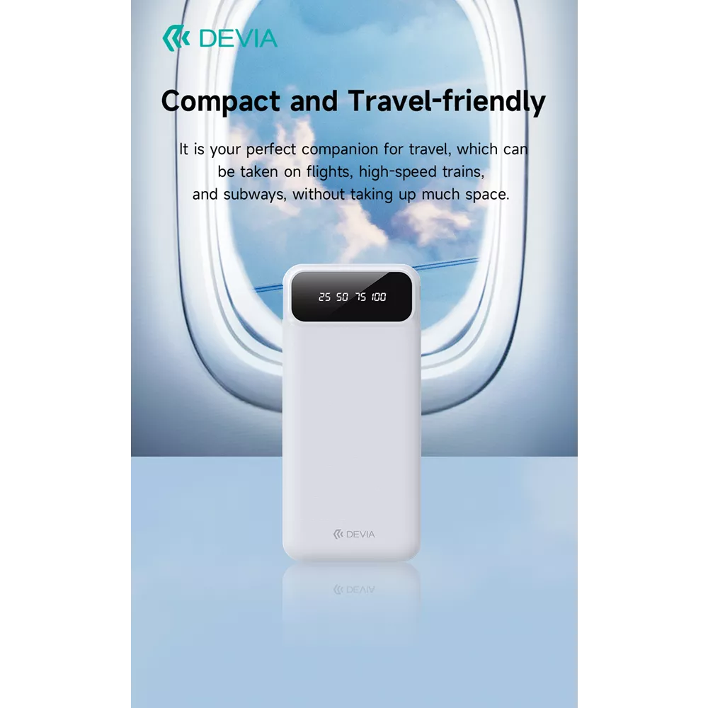 Devia - 10,000mAh Digital Display Powerbank & USB, Lightning, MicroUSB & USB-C Cable