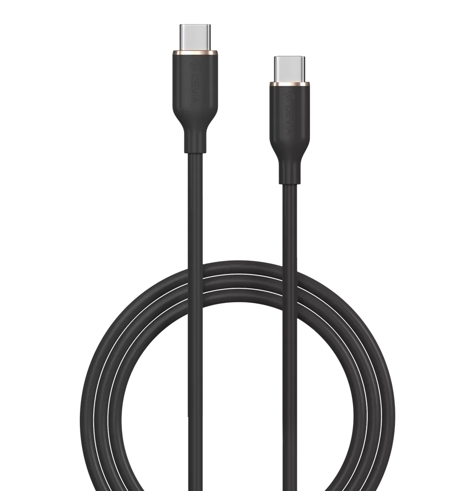 Devia - 1.2m (3A) USB-C to USB-C Silicone Cable - Black
