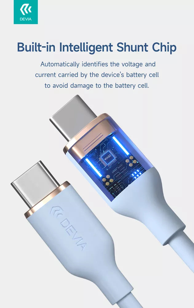 Devia - 1.2m (3A) USB-C to USB-C Silicone Cable - Black