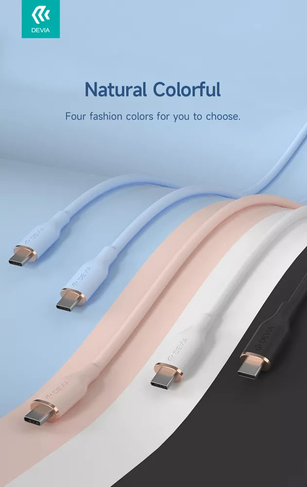 Devia - 1.2m (3A) USB-C to USB-C Silicone Cable - Black