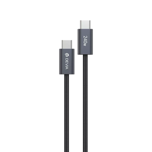 Devia - 2m (240W, 5A, 40GB/s & 8K 60hz) Power Delivery - USB-C to USB-C Mesh Armour Cable - Black
