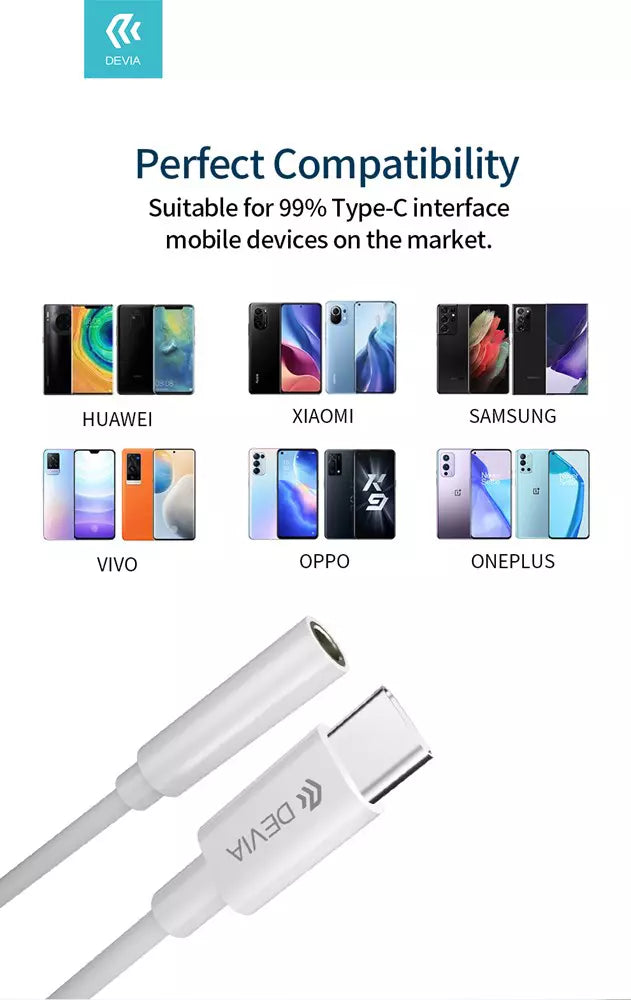 Devia - Type C to 3.5mm Headphone Adapter - White