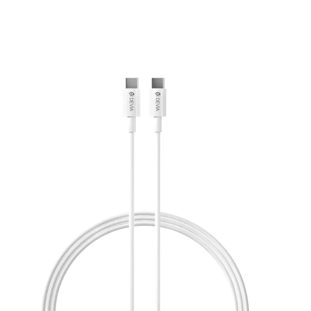 Devia - 30W Type C 3-Pin UK Charging Plug & 1.2m Type C to Type C Cable - White