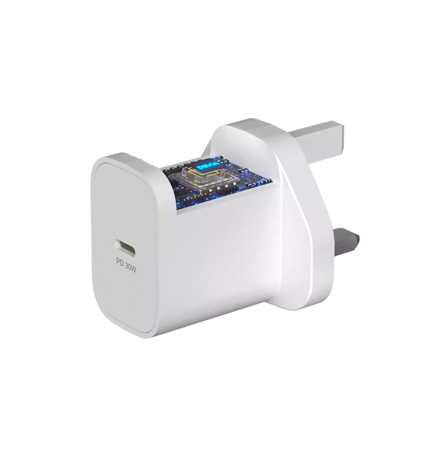 Devia - 30W GaN USB-C Power Delivery 3-Pin UK Charging Plug - White
