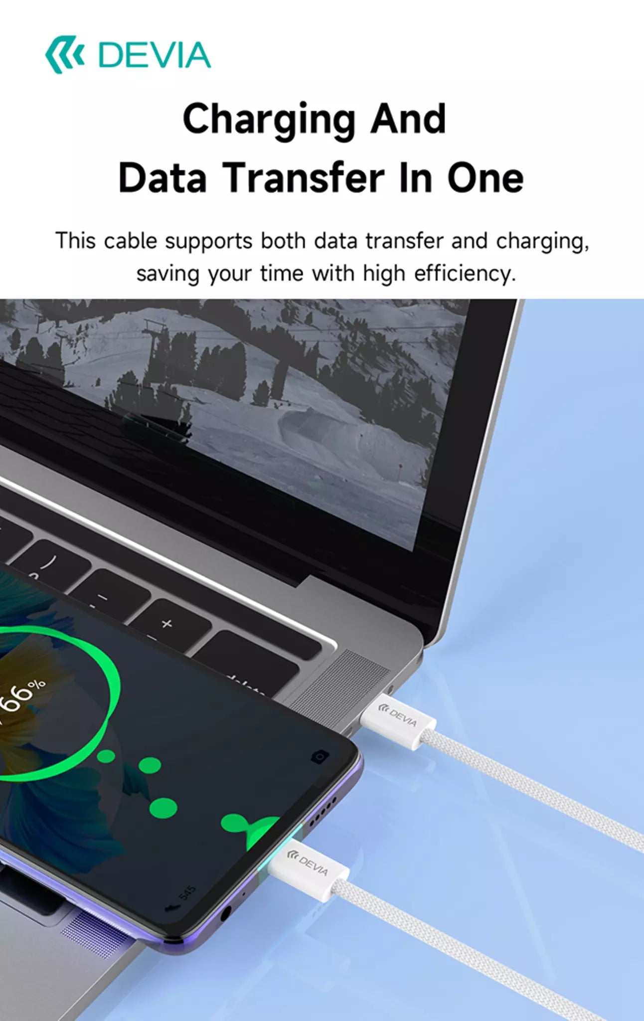 Devia - 1m (60W) Woven Braided Power Delivery - USB-C to USB-C Cable