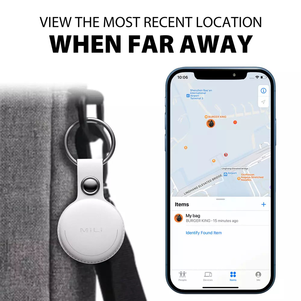 MiLi - Pack of 3 - MiTag MFI (Apple Approved) Find My Item Finder & PU Leather Keyring - White